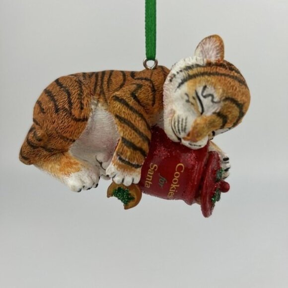 Danbury Mint The Baby Animal Christmas Ornament Tiger Cub Cookies Santa #2 - Picture 1 of 10